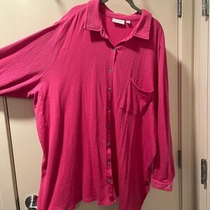 Belle by Kim Gravel Fuchsia Button-Up Tunic